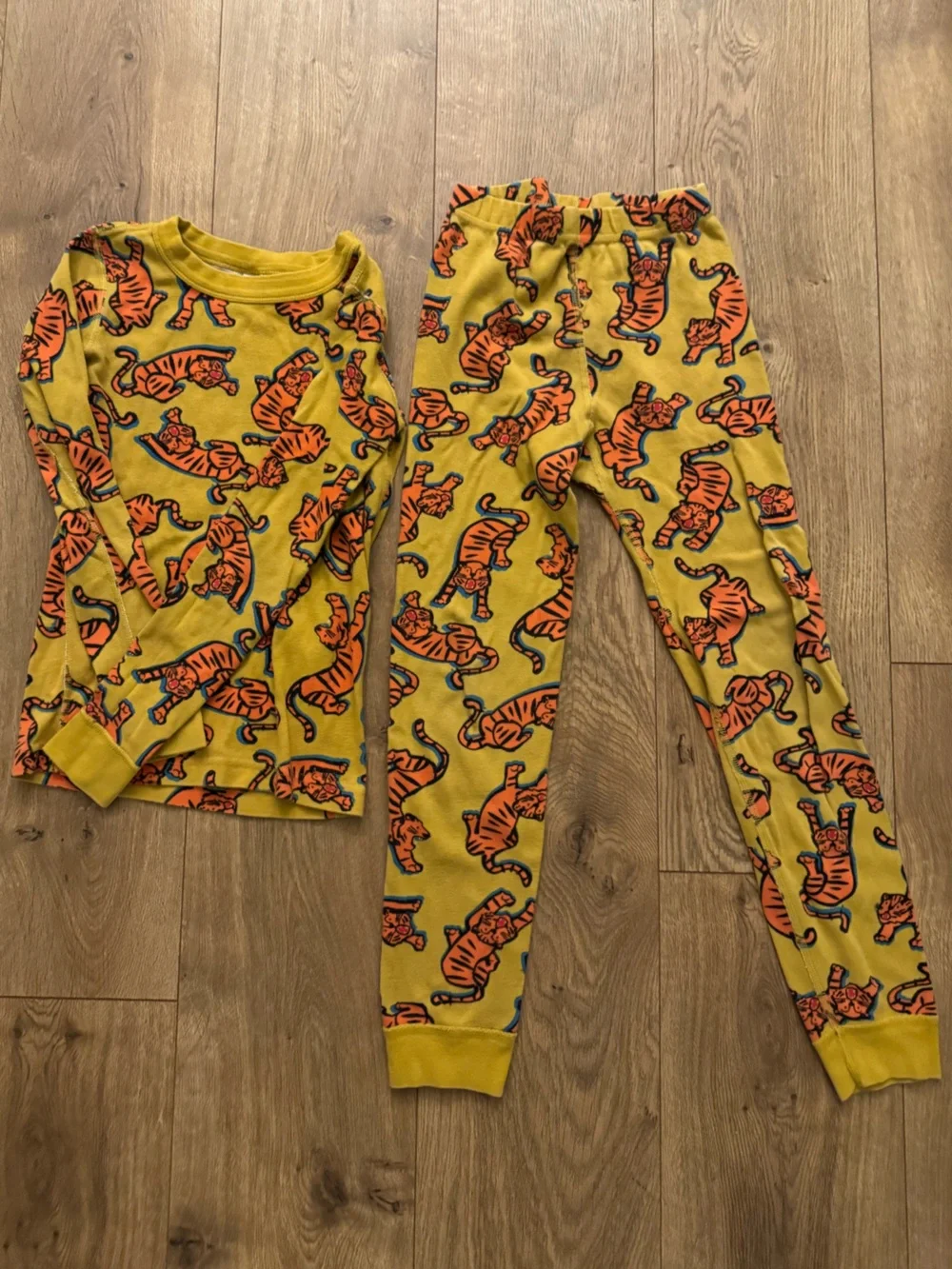 Kids Yellow Tiger Print Pajama Set